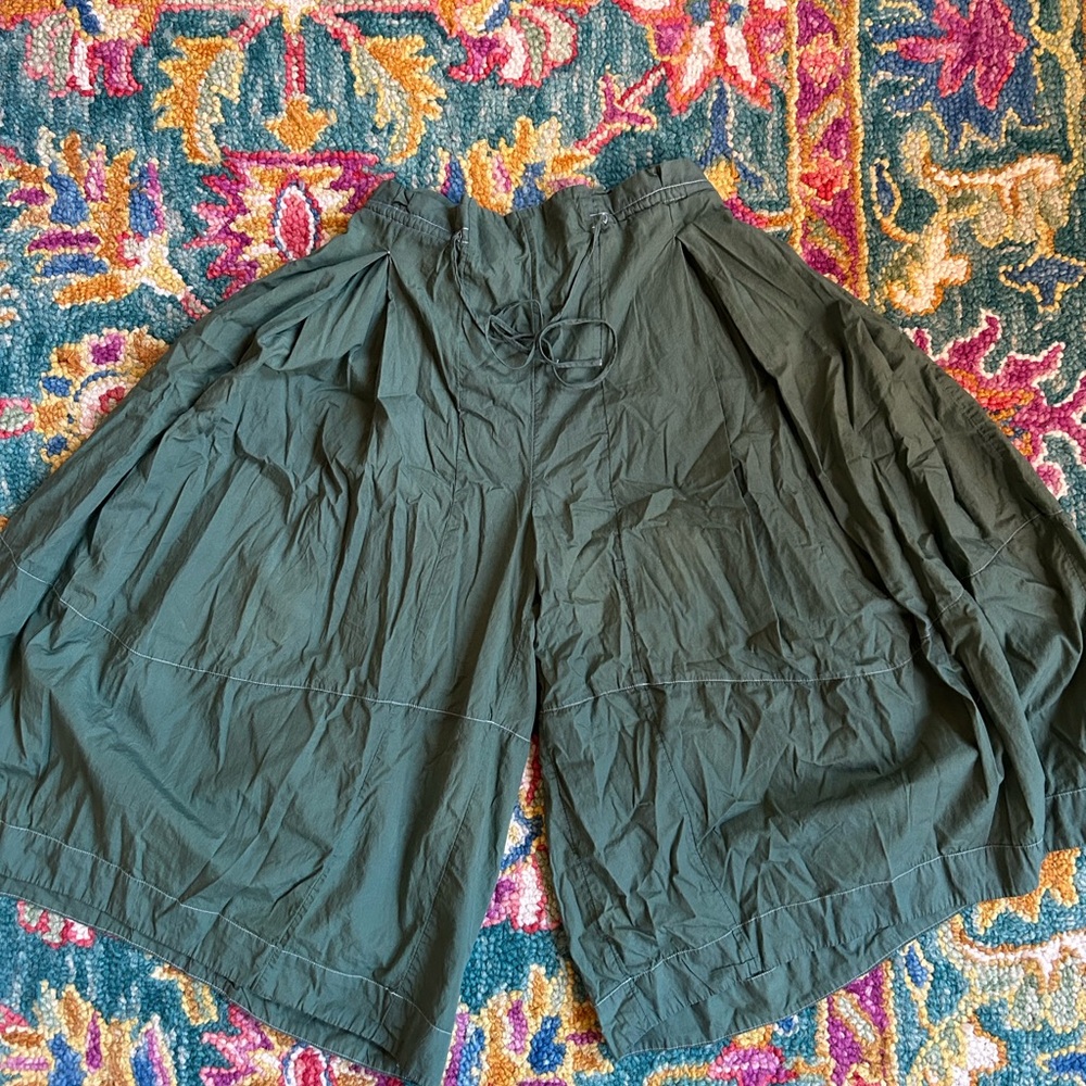 Free People Forest Green Relaxed Cropped Culottes